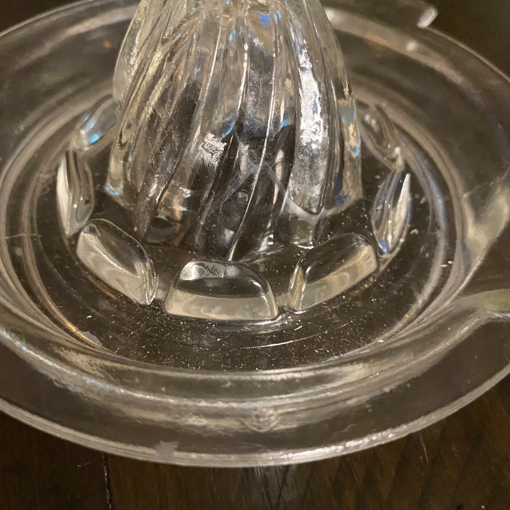 Vintage glass citrus squeezer; oranges, limes, lemons;
